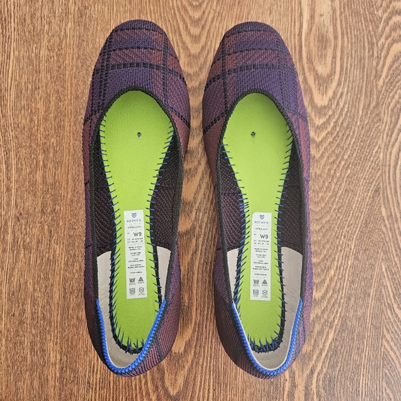 Rothy's Cranberry Plaid The Square, size 9, flats - Picture 4 of 5